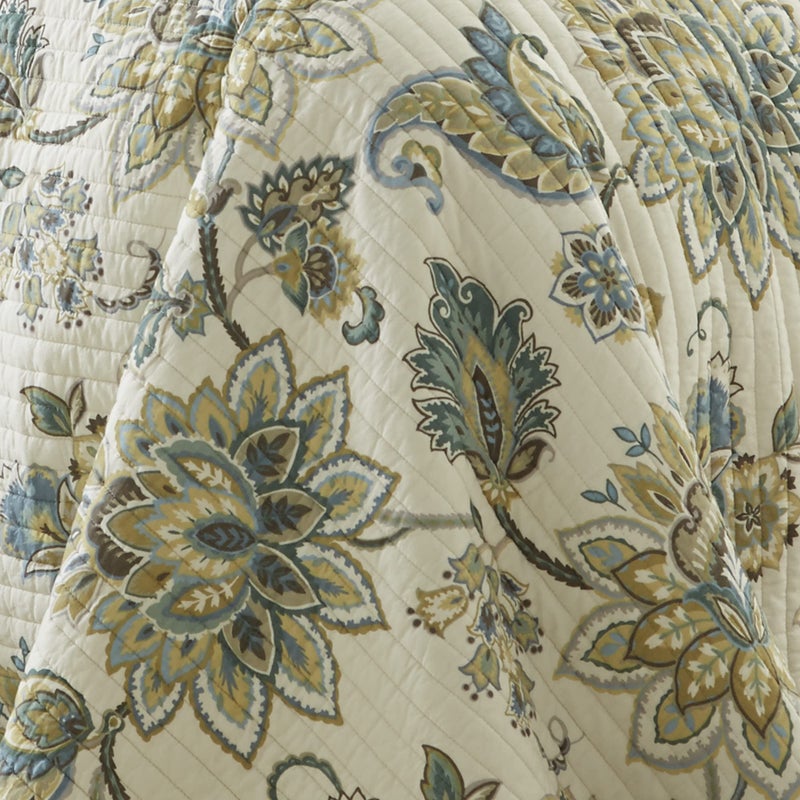 Levtex Home - Grey Palladium Quilt Set - King/Cal King Quilt 106x92in. + Two King Pillow Shams 36x20in. - Paisley - Green, Yellow, Grey, Blue, and White - Reversible - Cotton Fabric - Image 5